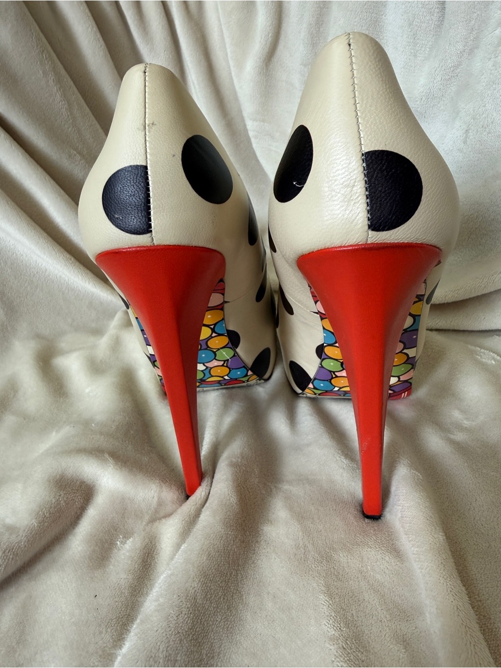 Taylor Says Dottie Polka Dot Platform Pumps Heels Size 8.5M Novelty Art Sole - Picture 6 of 16
